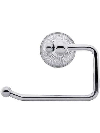 Brass Swinging Toilet-Paper Holder with Lancaster Rosette in Polished Chrome.